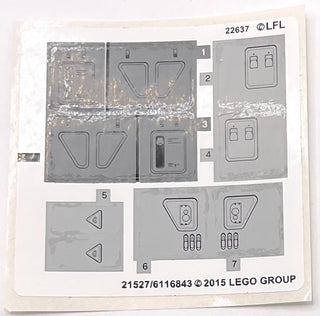 Sticker Sheet for Set First Order Snowspeeder, International Version, 75100 - (21527/6116843), Part# 75100stk01a Part LEGO® Complete / Adhesive on Edges of Stickers