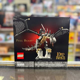 LEGO Fell Beast set box showing black winged creature with white and gold armor and rider figure.