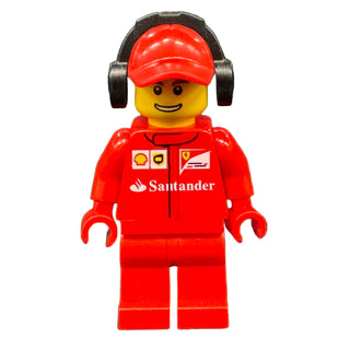 Scuderia Ferrari Team Crew Member - Male, Thin Grin with Teeth, sc015 Minifigure LEGO®