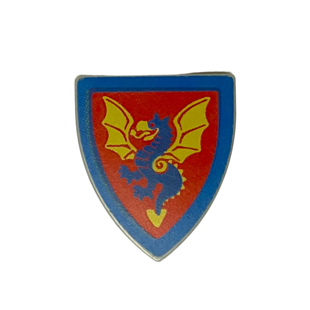 Minifigure Shield Triangular Short with Blue and Yellow Dragon on Red ...