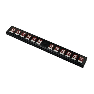 Tile 1 x 8 with White 'GOTHAM ENERGY' Pattern (Sticker), Part# 4162pb163
