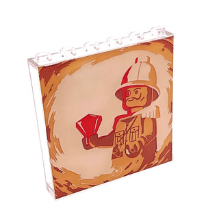Panel 1 x 6 x 5 with Baron von Barron and Red Diamond Pattern, Part# 59349pb177 Part LEGO® Trans-Clear Very Good