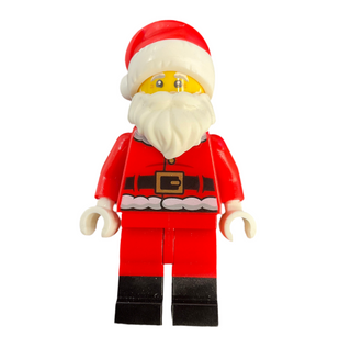 Santa - Fur Lined Jacket with 2 Wrinkles on Back, Red Legs with Black Boots, Santa Hat with Molded Red Top, hol362 Minifigure LEGO®