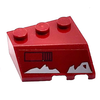 Wedge 3 x 3 Sloped Left with Light Bluish Gray Damage and Black Rectangle (Missile Launcher) Pattern (Sticker), Part# 42862pb003 Part LEGO® Dark Red