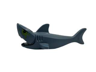 Shark with Rounded Nose and Debossed Gills with Black Eyes, Silver Pupils and Lime Slime Pattern, 14518c04pb03 LEGO® Animals LEGO®