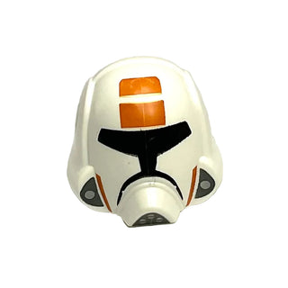 Minifigure, Headgear Helmet SW Republic Trooper with Orange Pattern, Part# 11219pb01 Part LEGO® White Very Good
