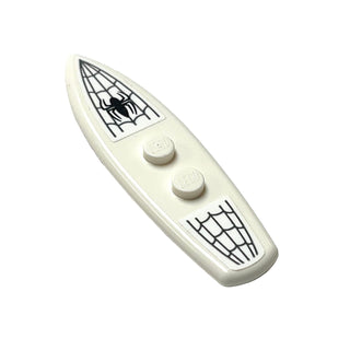 Minifigure, Utensil Surfboard Standard with Black Spider and Spider Web Pattern (Stickers), Part# 90397pb009 Part LEGO® White