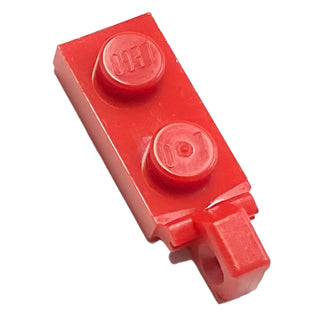 Hinge Plate 1 x 2 Locking with 1 Finger on End with Bottom Groove, Part# 44301a Part LEGO® Red