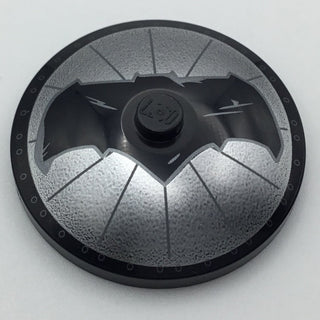 Dish 4x4 Inverted with Black Bat on Silver Background Batman Logo Pattern, Part# 3960pb035 Part LEGO® Black  