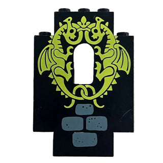 Panel 2 x 5 x 6 Wall with Window with 2 Yellow Dragons Pattern, Part# 4444pb03