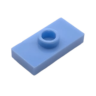 Plate, Modified 1 x 2 with 1 Stud with Groove and Bottom Stud Holder (Jumper), Part# 15573 Part LEGO® Medium Blue