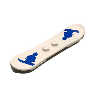 Snowboard with Dark Gray Bottom with Blue Snowboarding LEGO® Minifigures Pattern, Part #46203c02pb01