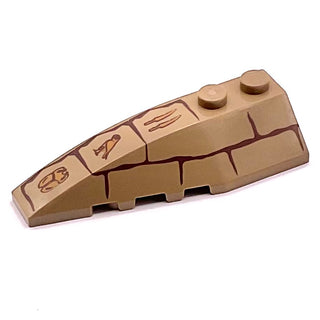 Wedge 6 x 2 Left with Bricks and Hieroglyphs Pattern, Part# 41748pb038 Part LEGO® Dark Tan