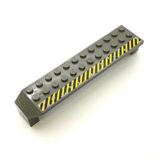 Arch 2 x 14 x 2 1/3 with Black and Yellow Danger Stripes on Top Pattern, Part# 30296px1 Part LEGO® Decent - Dark Gray  