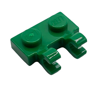 Plate, Modified 1x2 with 2 Open O Clips (Horizontal Grip), Part# 60470b Part LEGO® Green