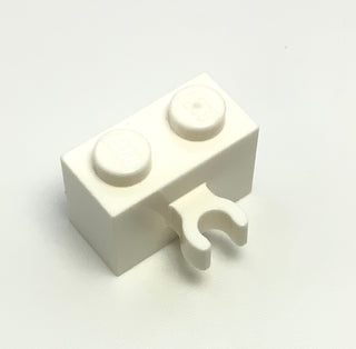 Brick, Modified 1x2 with Open O Clip Thick (Vertical Grip), Part# 30237b Part LEGO® White  