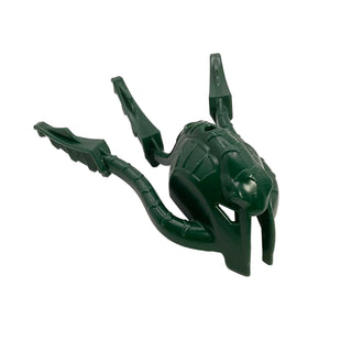 Dark green Bionicle mask with snake-like design, featuring extended side appendages and pointed upper extensions.