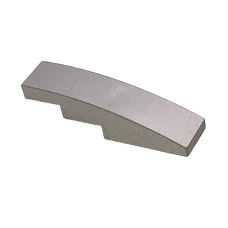 Gray curved slope brick with angled top surface and notched underside.