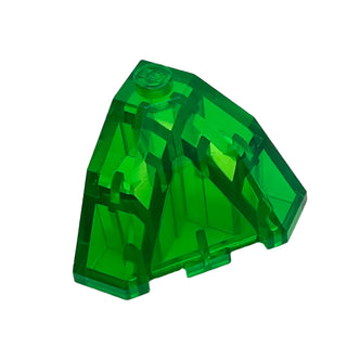 Brick, Modified Facet 3 x 3 x 2 Top, Part# 2463 Part LEGO® Trans-Green Very Good