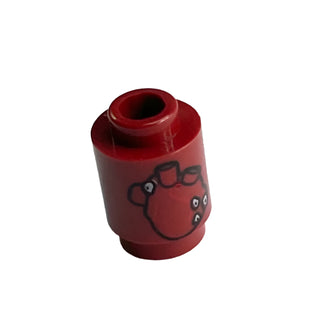 Brick, Round 1 x 1 with Davy Jones Heart Pattern, Part# 3062pb035 Part LEGO® Dark Red Very Good