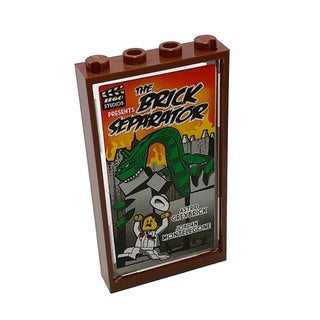Palace Cinema Movie Poster 'THE BRICK SEPARATOR' Trans-Clear Window (Sticker) and Door Frame 1 x 4 x 6, Part# 57895pb017 + 60596 Part LEGO® Reddish Brown Very Good