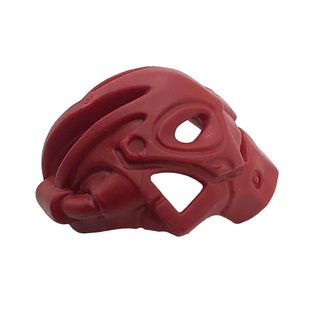 Dark red Bionicle Mask Calix with angular features, eye holes, and mouth opening molded in flexible rubber.