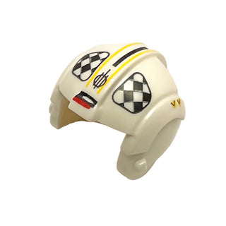 Minifigure, Headgear Helmet SW Rebel Pilot with Black and White Checkered Pattern (U-Wing Pilot), Part# x164pb13 Part LEGO® White Very Good