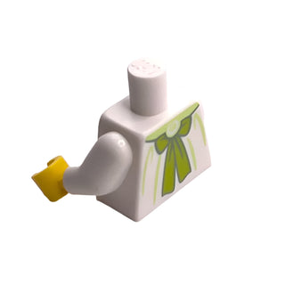 Torso Female Dress with Yellowish Green Corset, Lime Laces and Bow, Sand Green Wrinkles, Yellow Neck Pattern (BAM) / White Arms / Yellow Hands, Part# 973pb5739c01 Part LEGO®
