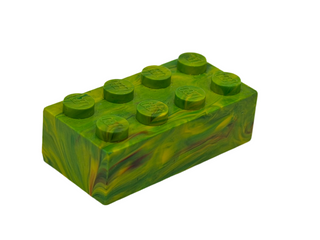 Green & Yellow w/ Red Marbled, 1970's Grangemouth Test 2x4 LEGO® Brick Part LEGO®