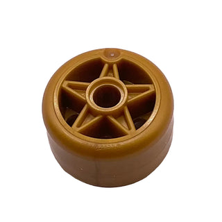 Wheel 24 x 15 with Pin Hole with Molded Pearl Gold Hard Plastic Tire Pattern, Part# 6278pb04 Part LEGO® Pearl Gold