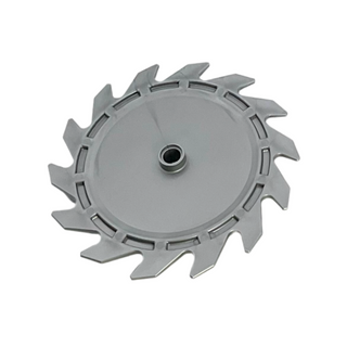 Technic Circular Saw Blade 9x9 with Pin Hole and Teeth in Same Direction, Part# 61403 Part LEGO® Flat Silver