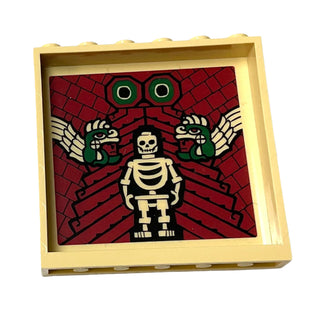 Panel 1x6x5 with Skeleton and Aztec Snakes Pattern on Inside (Sticker), Part# 59349pb043 Part LEGO® Tan Very Good