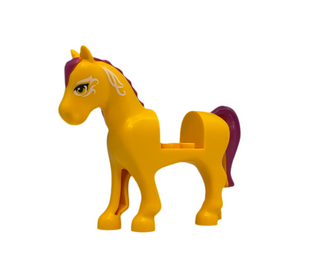 Horse with 2 x 2 Cutout with Magenta Mane and Tail and White Face Decorations Pattern (Firebolt), 93083c01pb14 Minifigure LEGO®