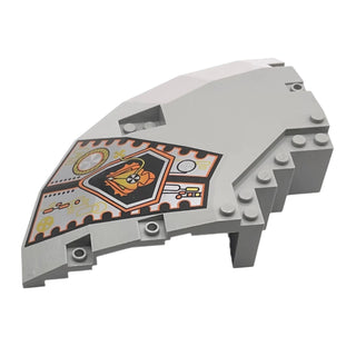 Panel 14 x 14 x 2 2/3 Quarter Saucer Top with UFO Pattern Right, Part# 30116pb02 Part LEGO® Light Gray Very Good