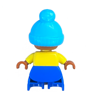 Duplo Figure Lego Ville, Child Boy, Medium Azure Bobble Cap, 47205pb047 Minifigure LEGO®