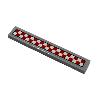 Tile 1 x 6 with Red and White Checkered Pattern (Sticker), Part# 6636pb142