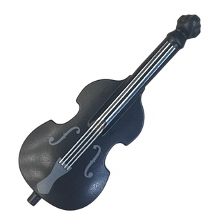 Minifigure, Utensil Musical Instrument, Double Bass with Light Bluish Gray Tailpiece and F Holes and Silver Strings Pattern, Part# 80444pb02 Part LEGO® Black