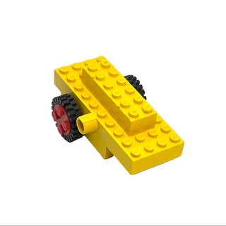 Windup Motor 1980s with 2 Black Tire 24mm D. x 8mm Offset Tread - Interior Ridges (bb0046/3483), Part# bb0046c01 Part LEGO® Yellow Very Good