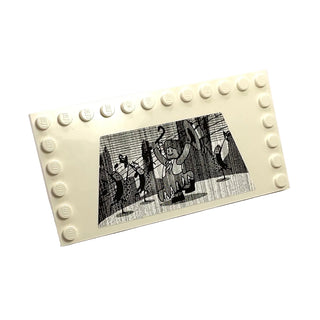 Palace Cinema Movie Screen Tile Modified 6 x 12 with Studs on Edges (Sticker), Part# 6178pb009 Part LEGO® White Very Good