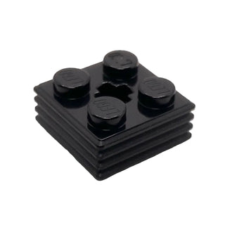 Brick, Modified 2 x 2 x 2/3 Ribbed with Axle Hole, Part# 71752 Part LEGO® Black