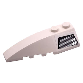 Wedge 6 x 2 Left with Black, White and Light Bluish Gray Trapezoid Air Vent on White Background Pattern (Sticker), Part# 41748pb078 Part LEGO® White