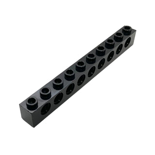 Technic, Brick 1x10 with Holes, Part# 2730 Part LEGO® Black