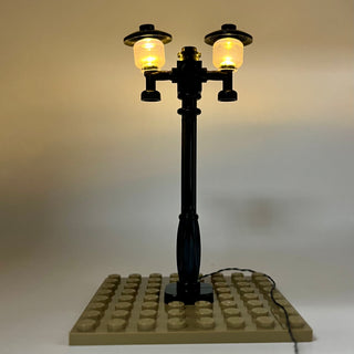 Lighting Kit, Double Lamp Post (Black Pole, Amber Light) ACCDH-B/A Light up kit United Brick Co®
