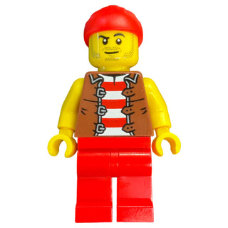Bo'sun Will - Pirate, Reddish Brown Vest over Red and White Striped Shirt, Red Legs, idea237 Minifigure LEGO®