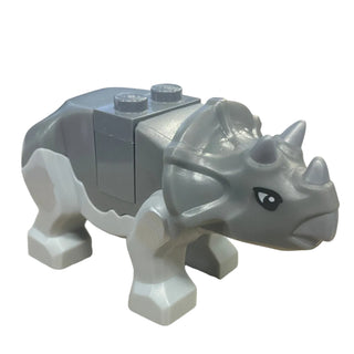 Dinosaur Triceratops Baby with Dark Bluish Gray Top with Flat Silver Horns and Beak Pattern with Brick and Plate, tricera10 LEGO® Animals LEGO®