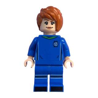 Soccer Player, Female, Blue Uniform, Light Nougat Skin, Dark Orange Side Bangs, idea142 - LEGO® Ideas Minifigure Minifigure LEGO®
