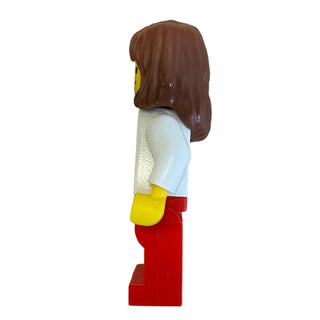 Plain White Torso, Reddish Brown Mid-Length Female Hair, pln113 - LEGO® Town Minifigure