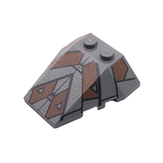 Wedge 4 x 4 Triple with Stud Notches with Sith Nightspeeder Pattern 2, Part# 48933pb009 Part LEGO® Dark Bluish Gray
