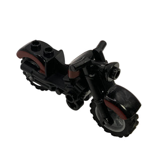 Motorcycle Vintage with Black Chassis and Light Bluish Gray Wheels with Dark Red Trim Pattern, Part# 85983pb01c01