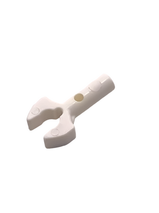 Bar 1L with Clip Mechanical Claw - Cut Edges and Hole on Side, Part# 48729b Part LEGO® White